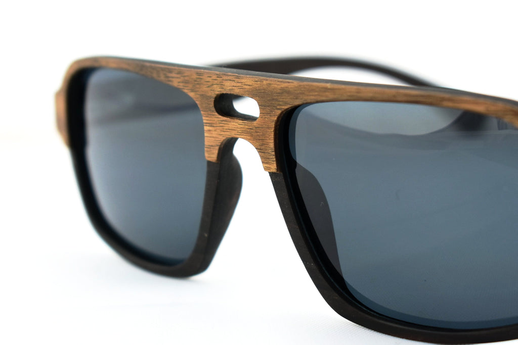 Silver Titanium Zebra Wood Aviator Sunglasses - Raptor