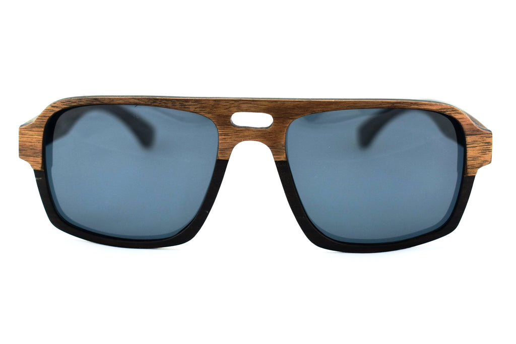 Silver Titanium Zebra Wood Aviator Sunglasses - Raptor