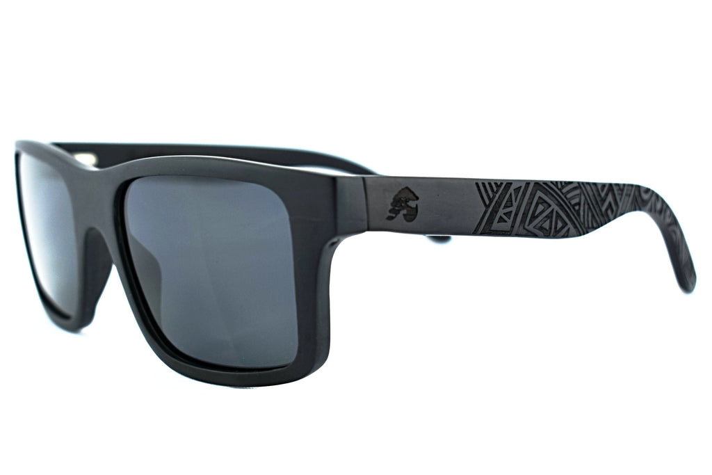 Ebony wood classic style sunglasses with Black polarized lenses